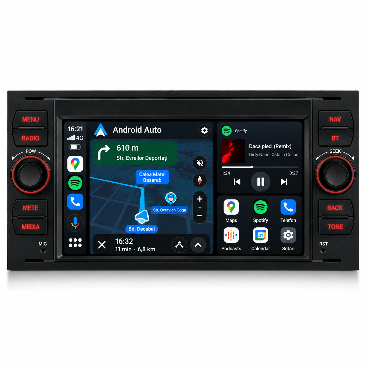 Navigatie Ford Focus / Fiesta / Transit / Kuga / Mondeo , Android, Ecran 7", Carplay / Android auto