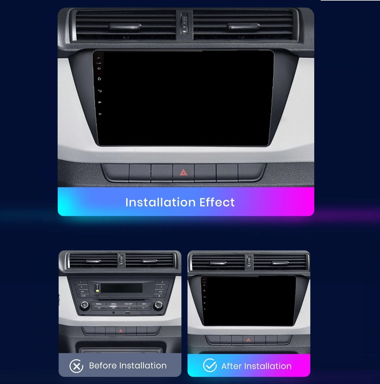Navigatie Skoda Fabia (2014-2019), Android, Ecran 9", Carplay / Android auto