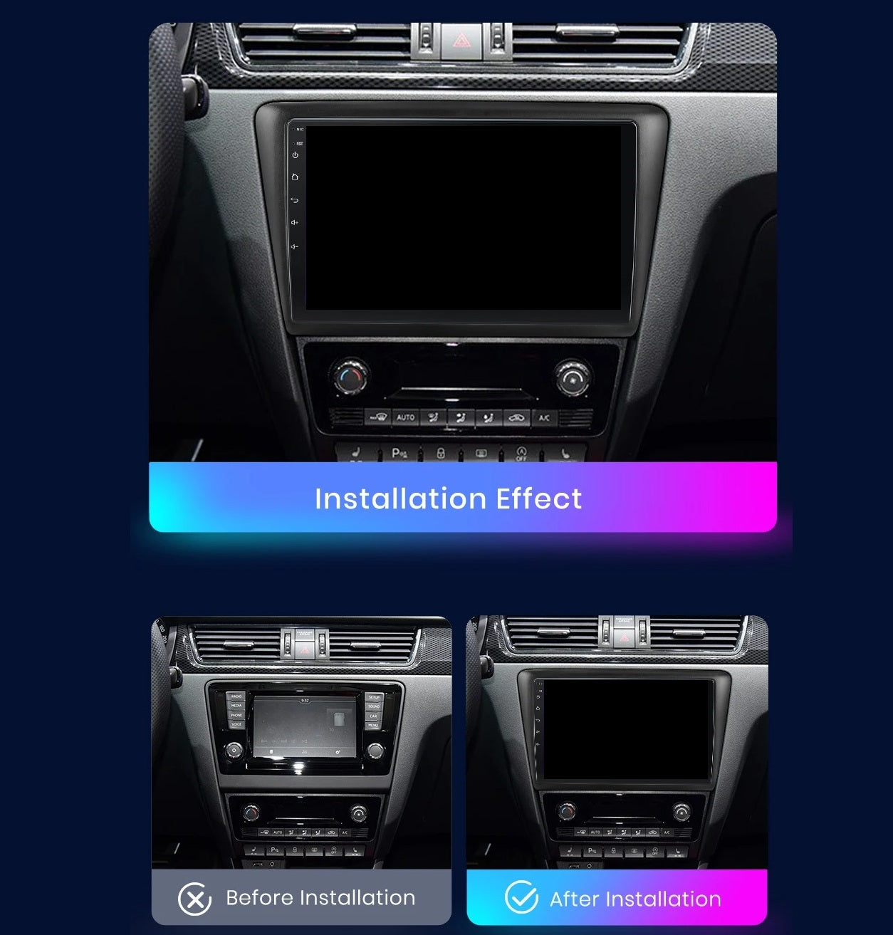 Navigatie Skoda Rapid (2011-2019), Android, Ecran 9", Carplay / Android auto