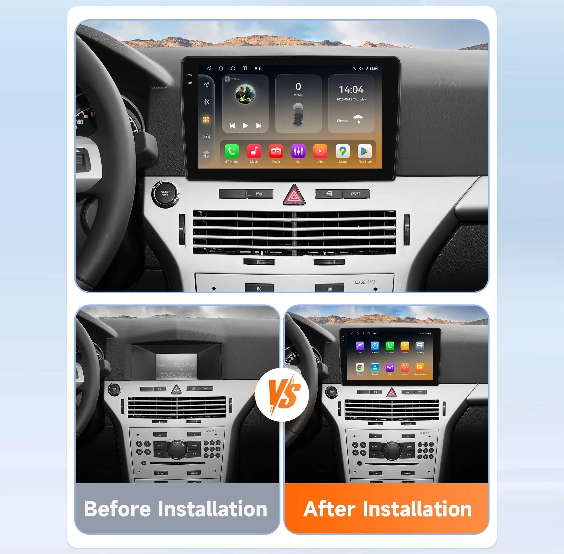 Navigatie Opel Astra H (2004-2010), Android, Ecran 9", Carplay / Android auto