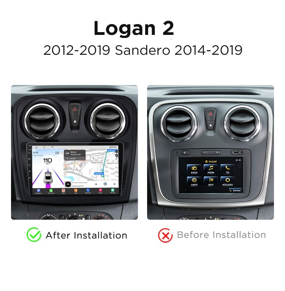 Navigatie Dacia Logan / Sandero 2 (2012-2019) Android, Ecran 9", Carplay / Android auto