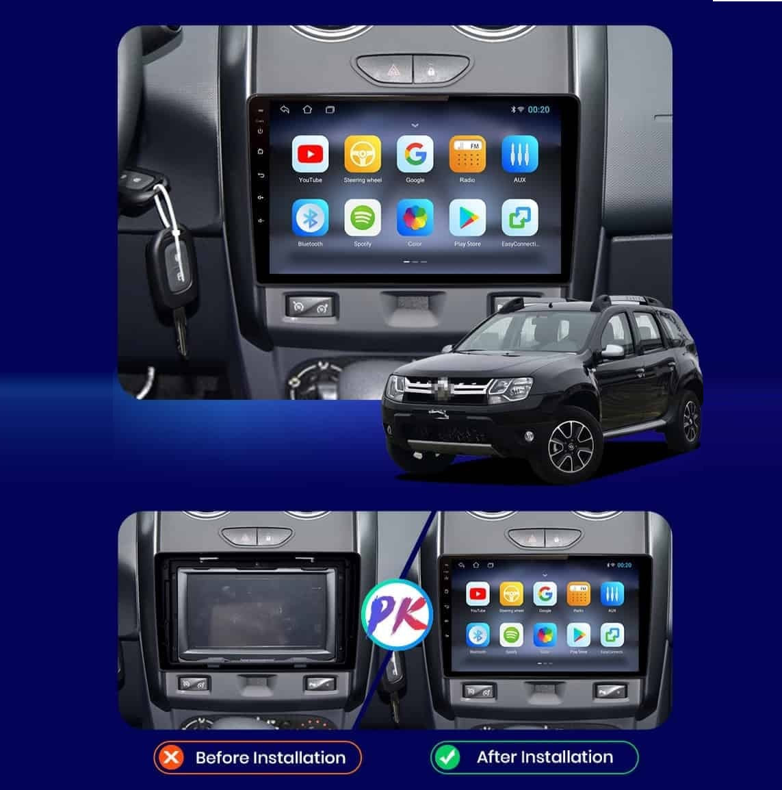 Navigație Dacia Duster (2012-2019), Android, Ecran 9", Carplay / Android auto
