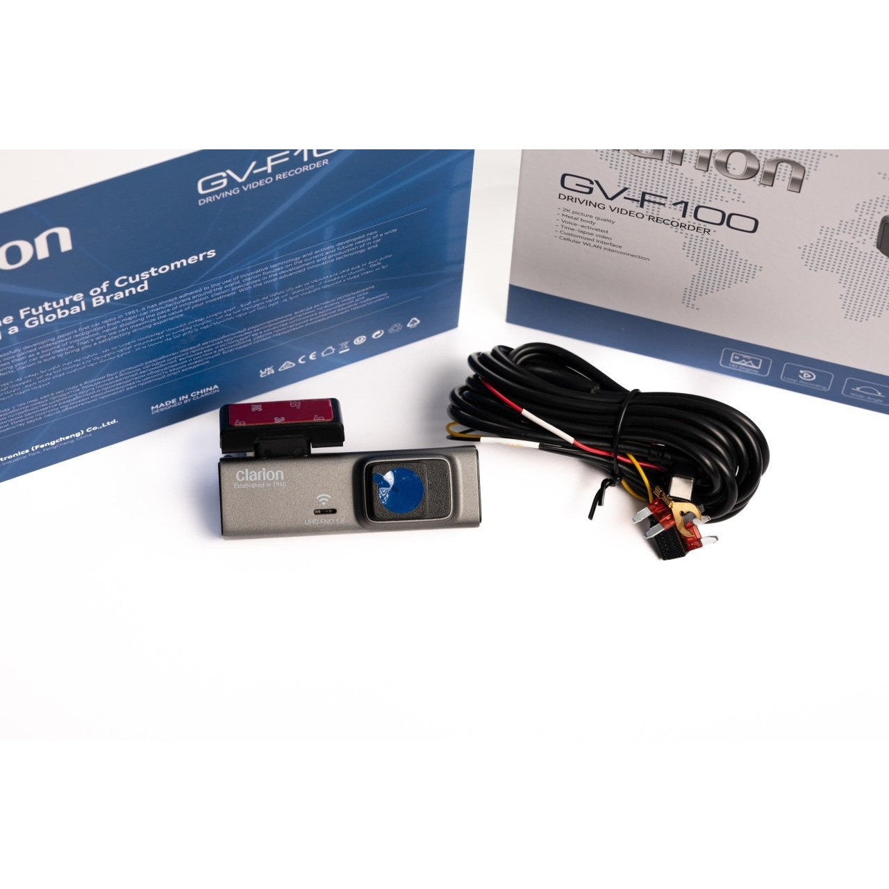 Camera auto, Clarion 2K + Kit inregistrare 24h / 24h, cu aplicatie telefon