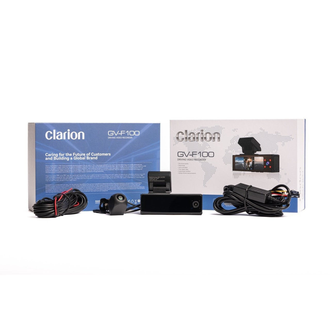Camera Auto Clarion Tripla – Înregistrare 2K Față + 1080P Spate & Interior + Kit inregistrare 24h / 24h, cu aplicatie telefon