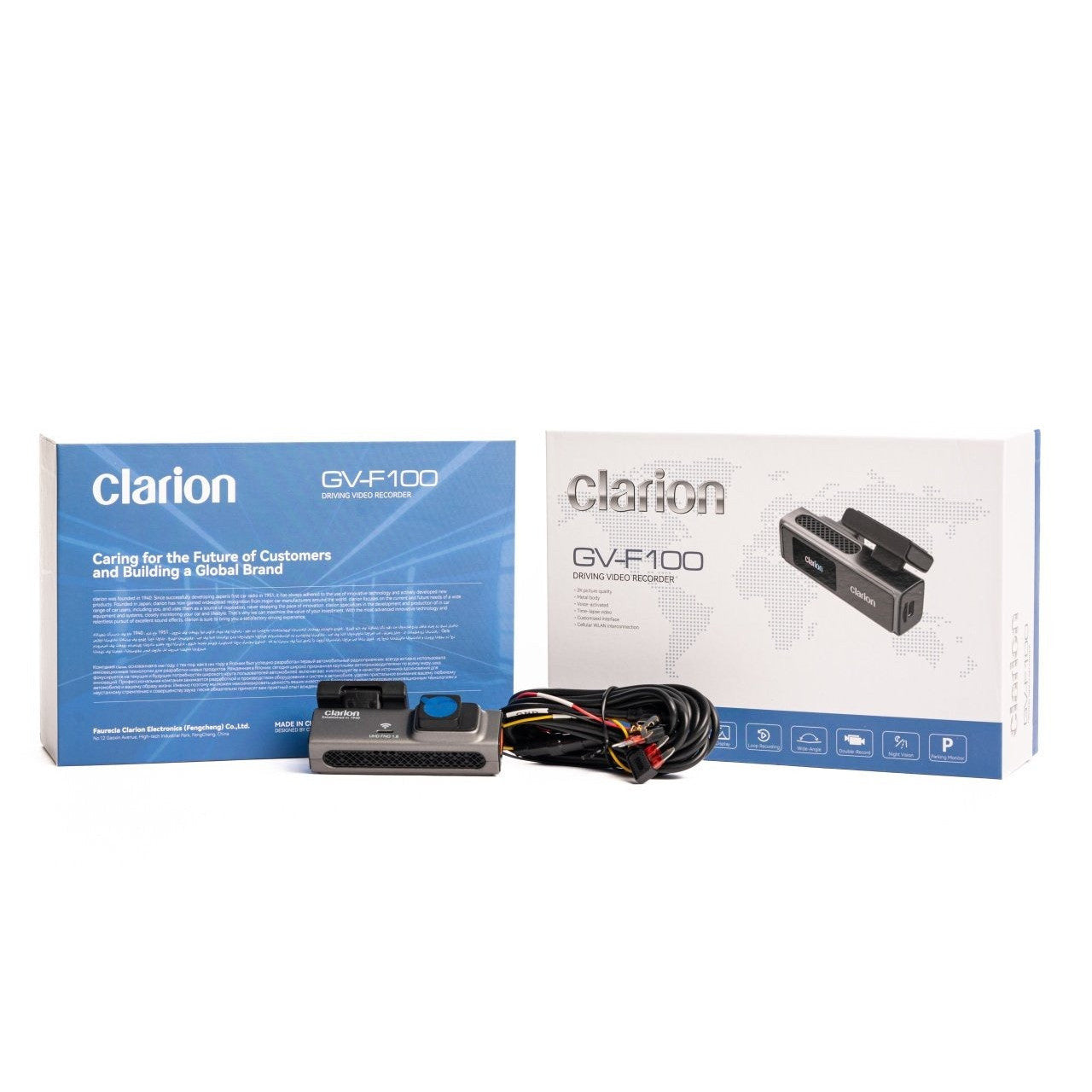 Camera auto, Clarion 2K + Kit inregistrare 24h / 24h, cu aplicatie telefon