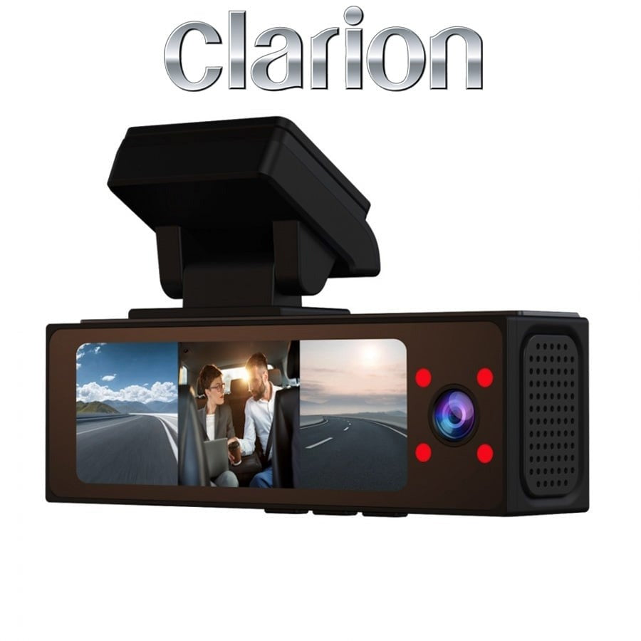Camera Auto Clarion Tripla – Înregistrare 2K Față + 1080P Spate & Interior + Kit inregistrare 24h / 24h, cu aplicatie telefon