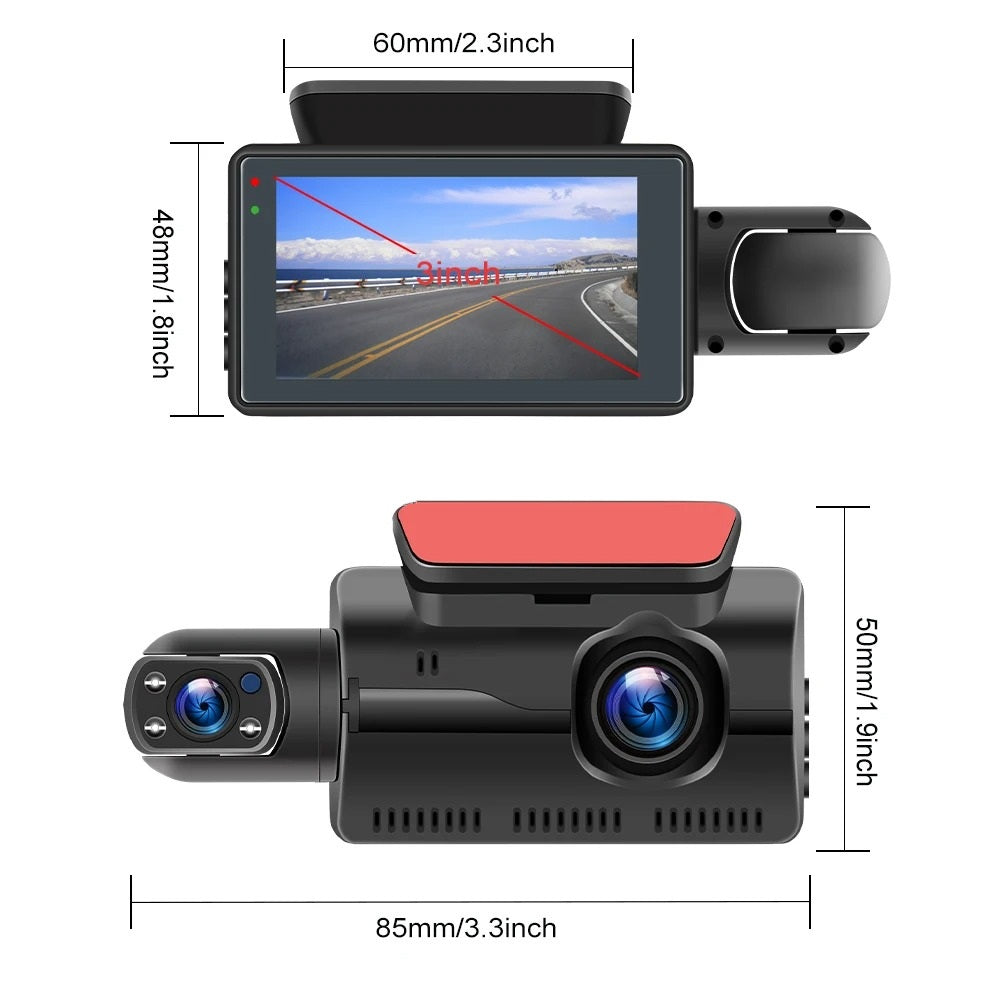 Camera DVR trafic, FULL HD, frontala + interior, detectare impact