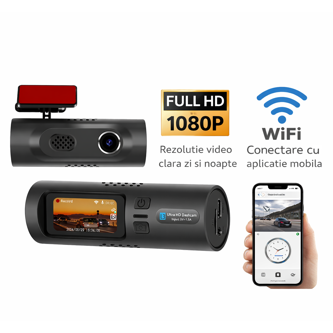 Camera dvr auto, inregistrare trafic 2K, WiFi