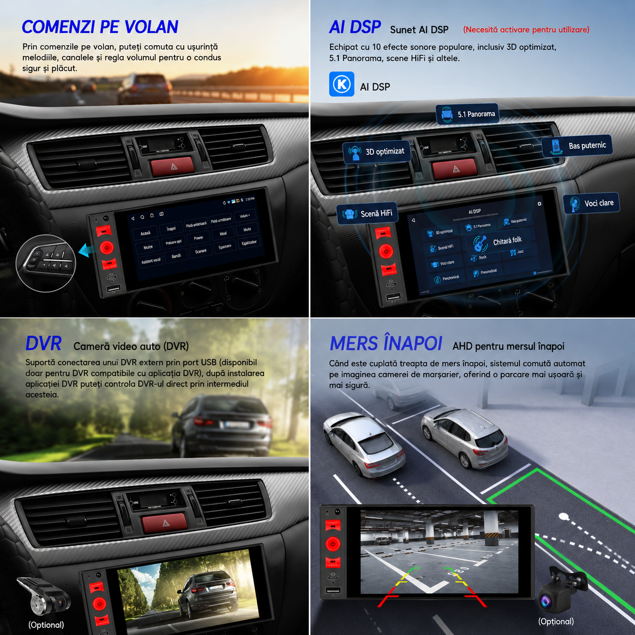 Navigatie 1DIN 4GB RAM, carplay si android auto wireless, ecran 6 inch Incell, bluetooth, radio, usb
