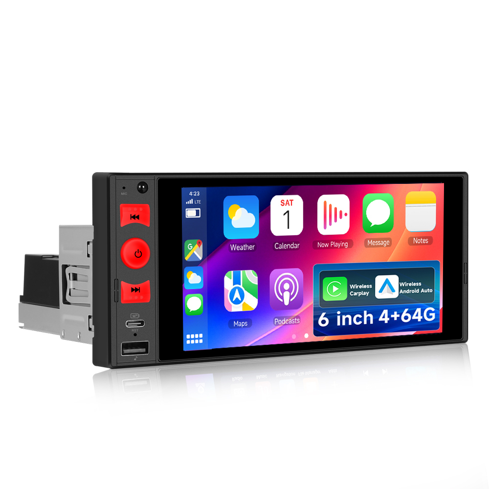 Navigatie 1DIN 4GB RAM, carplay si android auto wireless, ecran 6 inch Incell, bluetooth, radio, usb