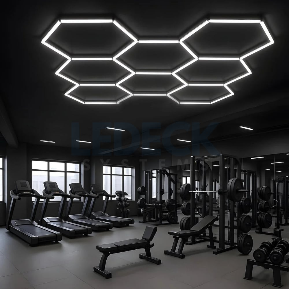 Lumină LED Hexagonală – 8 Module 236x246CM - Garaj, Dormitor, Cameră Gaming, Spații Private