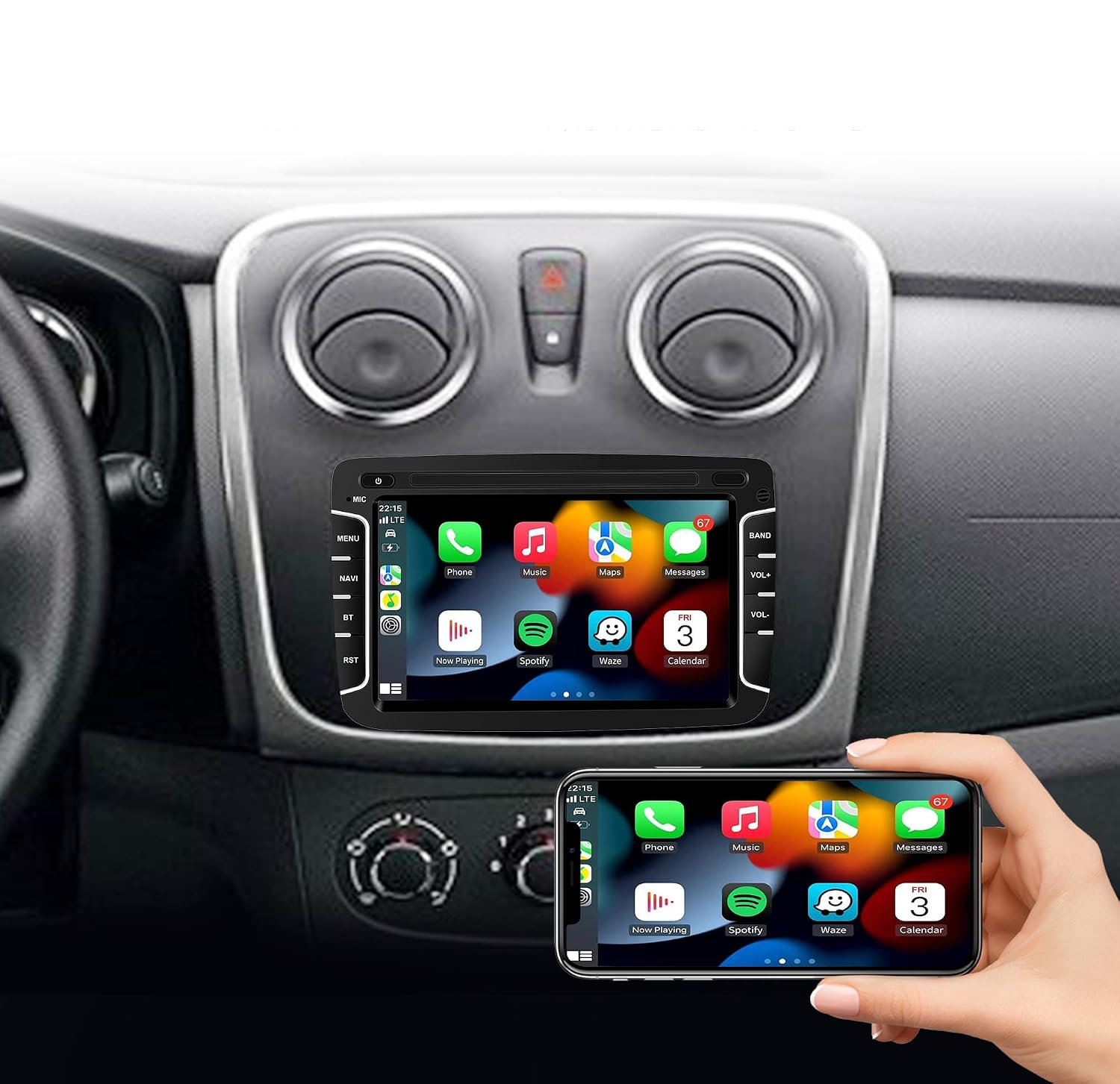 Navigatie Dacia Logan, Duster, Sandero, Dokker (2010-2020), Android, carplay / android auto