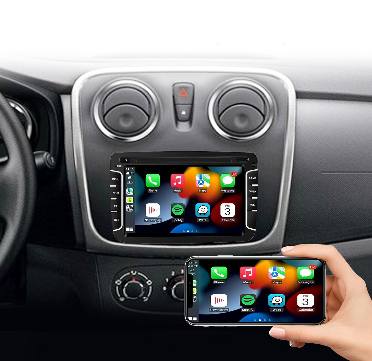 Navigatie Dacia Logan, Duster, Sandero, Dokker (2010-2020), Android, carplay / android auto