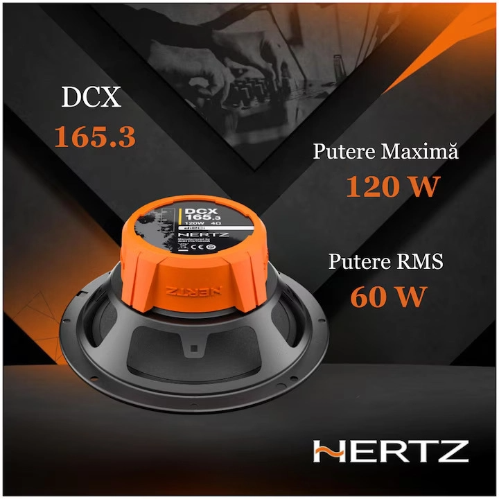 Set 2 difuzoare auto Hertz Dieci DCX 16.5, set coaxial 2 căi, 165mm, 60W RMS, 4Ω