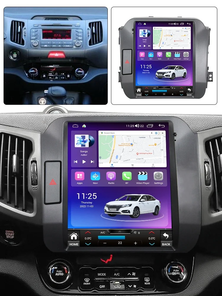 Navigatie Hyundai Santa Fe (2006-2012), Ecran tip tesla 9,7 inch, Carplay / Android auto, Youtube, Waze