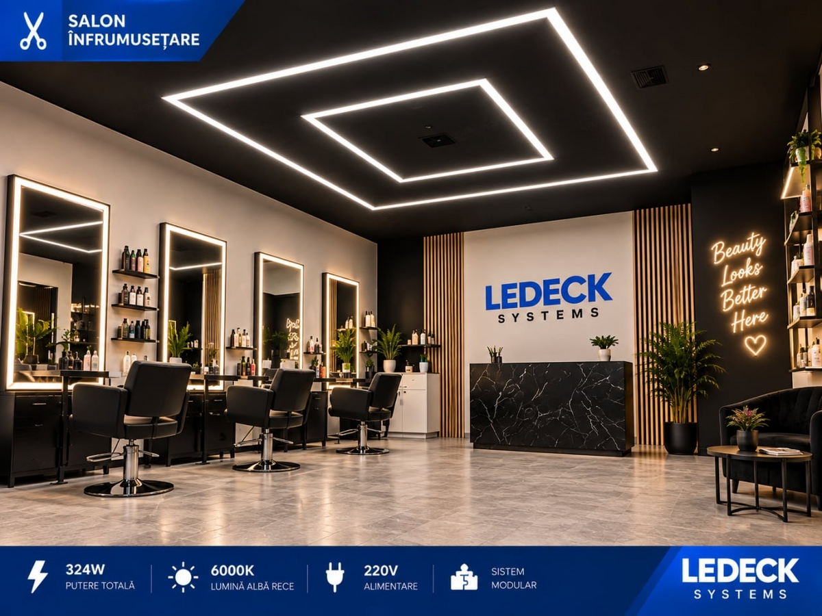 Kit Iluminare LED LEDECK Dreptunghi 2438 × 4850 mm, 324W, 6000K, 18 Tuburi LED