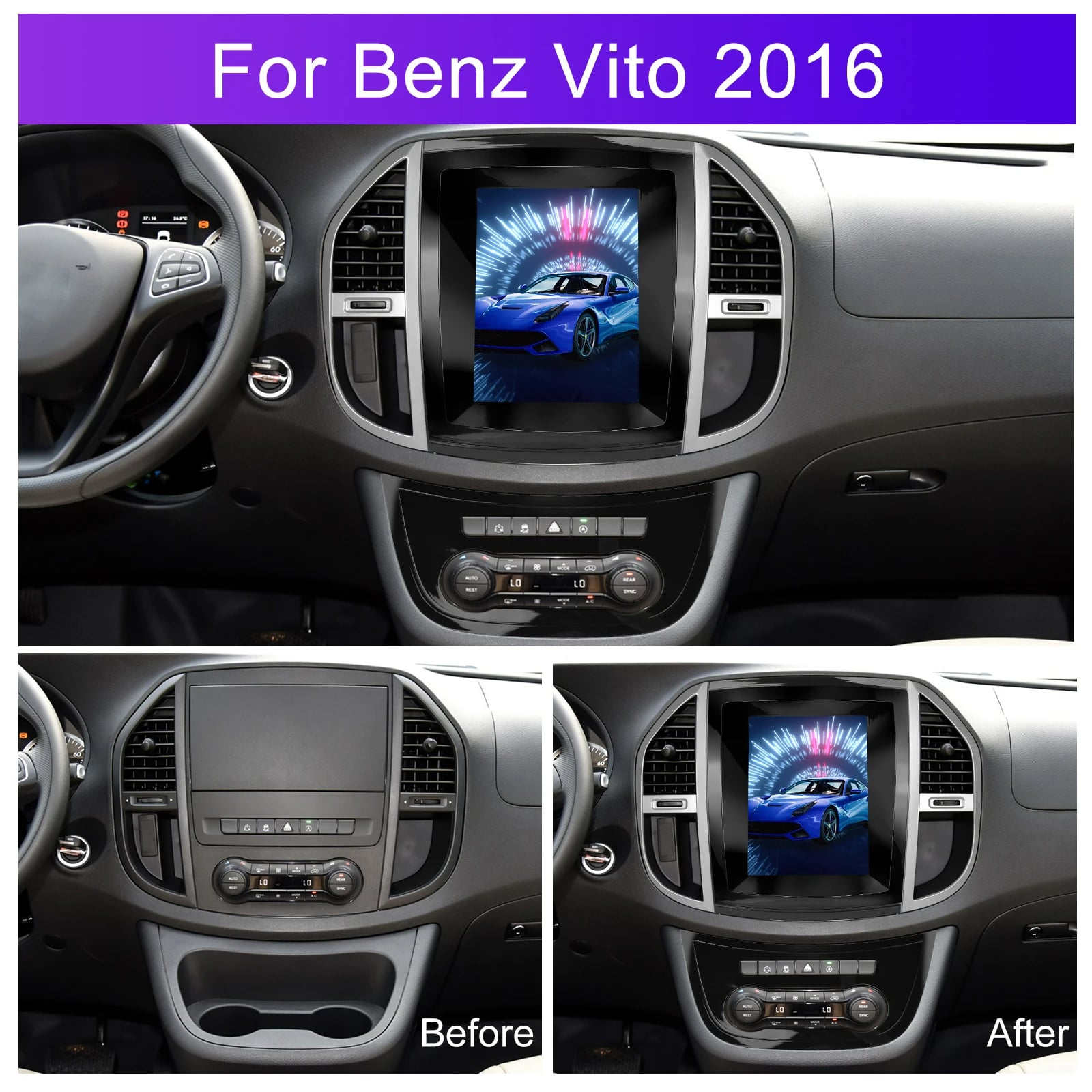 Navigatie Mercedes Vito (2014-2021), Ecran tip tesla 9,7 inch, Carplay / Android auto, Youtube, Waze