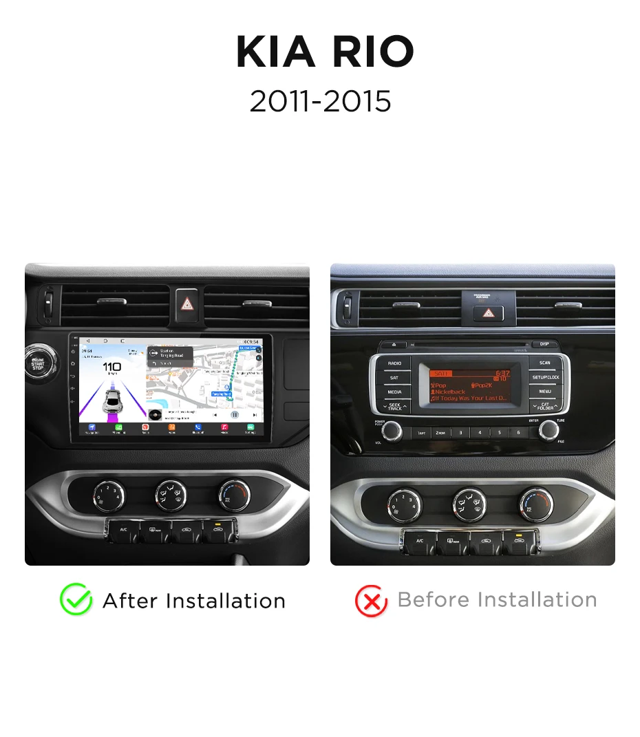 Navigatie Kia RIO K3 (2012-2015), Ecran 9 inch, Carplay / Android Auto, Youtube, Waze
