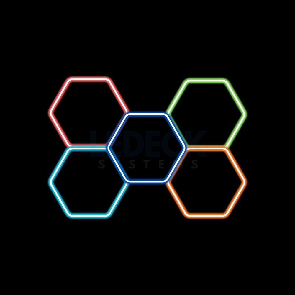 Lumină LED RGB Hexagonală Profesionala Aluminiu – 5 Module 244x170CM 192W, Echivalent 1600W, Garaj, Salon, Atelier
