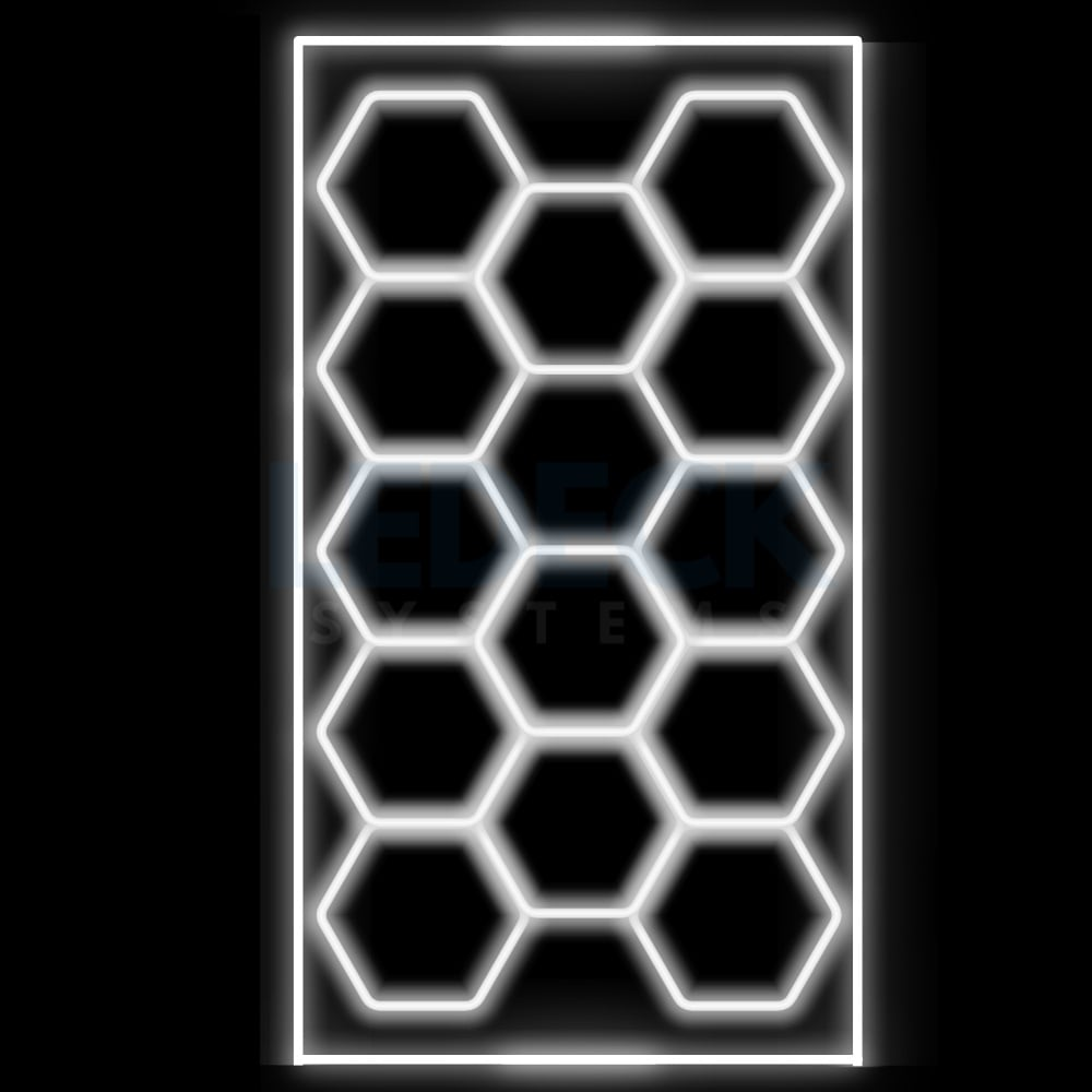 Lumină LED Hexagonală – 14 Module + Rama 484x243CM - Garaj, Dormitor, Cameră Gaming, Spații Private