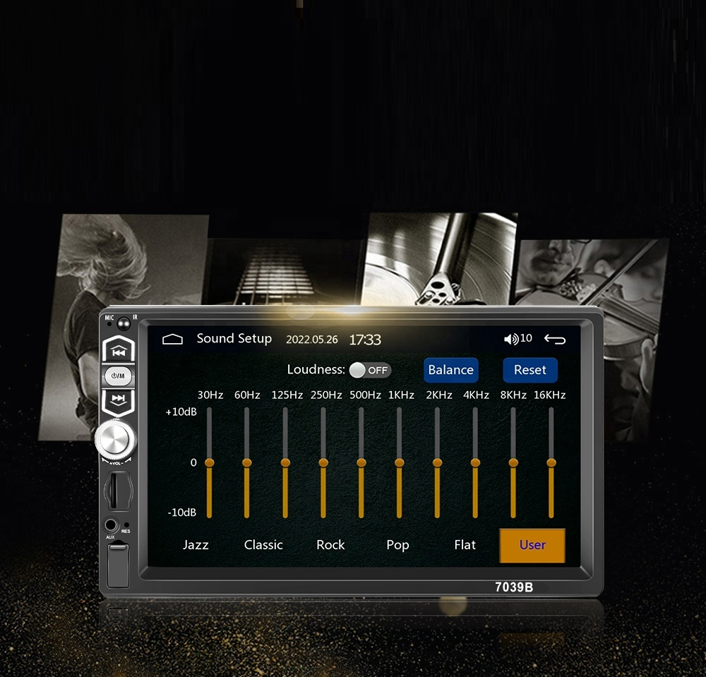 Radio Auto 1DIN cu Apple CarPlay și Android Auto prin cablu, Ecran Tactil 7", Bluetooth, Camera marsarier inclusa
