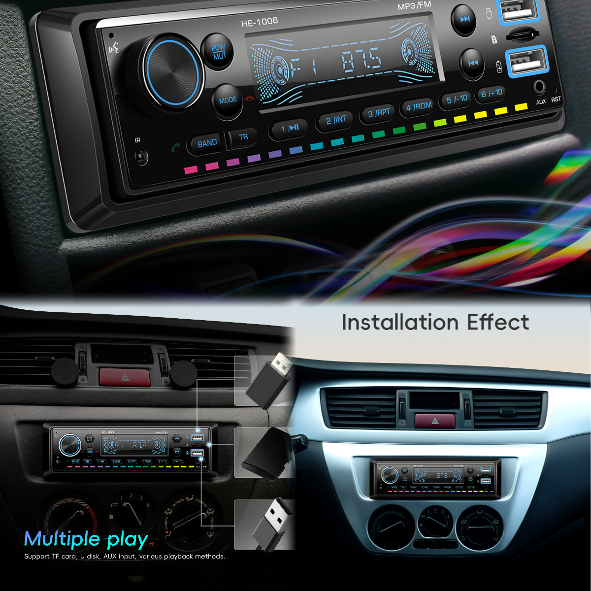 Radio mp3 player Aux SD 2x USB Bluetooth