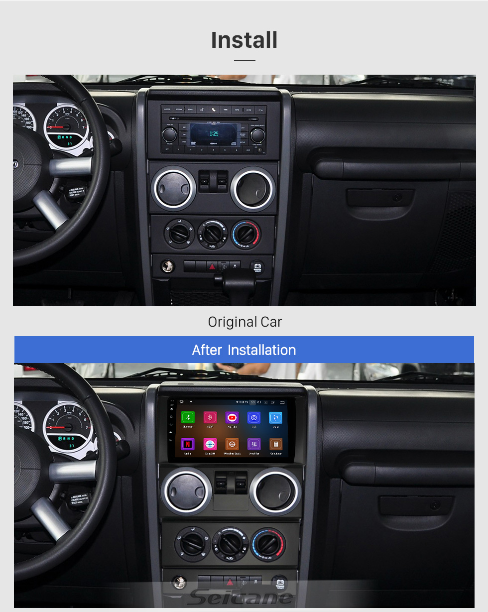 Navigatie Jepp Wrangler Rubicon (2008-2010) 2 usi, Ecran 9 inch, Carplay / Android auto, Youtube, Waze