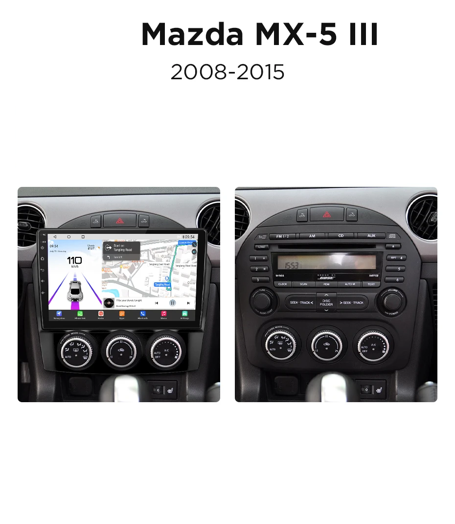 Navigatie Mazda MX-5 (2005-2015), Ecran 9 inch, Carplay / Android auto, Youtube, Waze