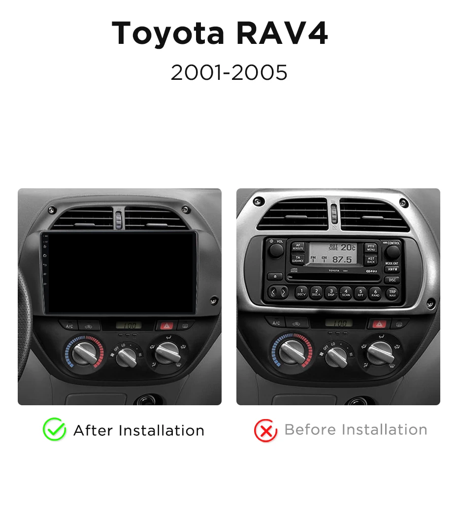 Navigatie Toyota RAV4 (2000-2005), Ecran 9 inch, Carplay / Android auto, Youtube, Waze