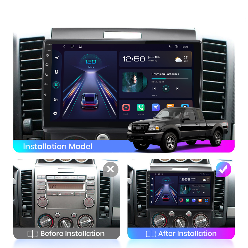 Navigatie Ford Ranger (2005-2011), Ecran 9 inch, Carplay / Android auto, Youtube, Waze