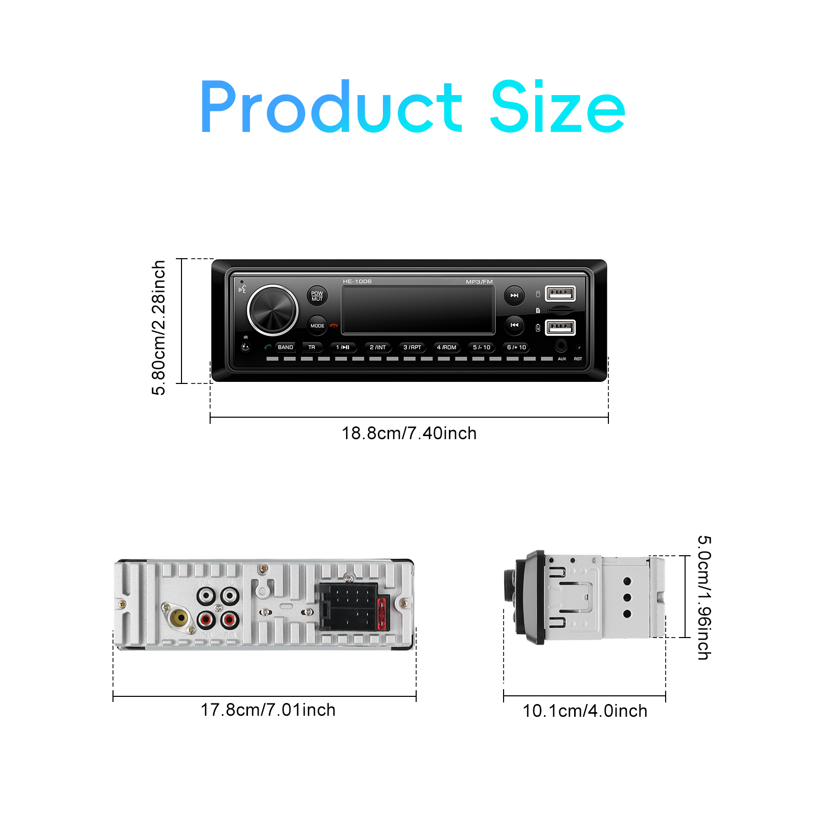 Radio mp3 player Aux SD 2x USB Bluetooth