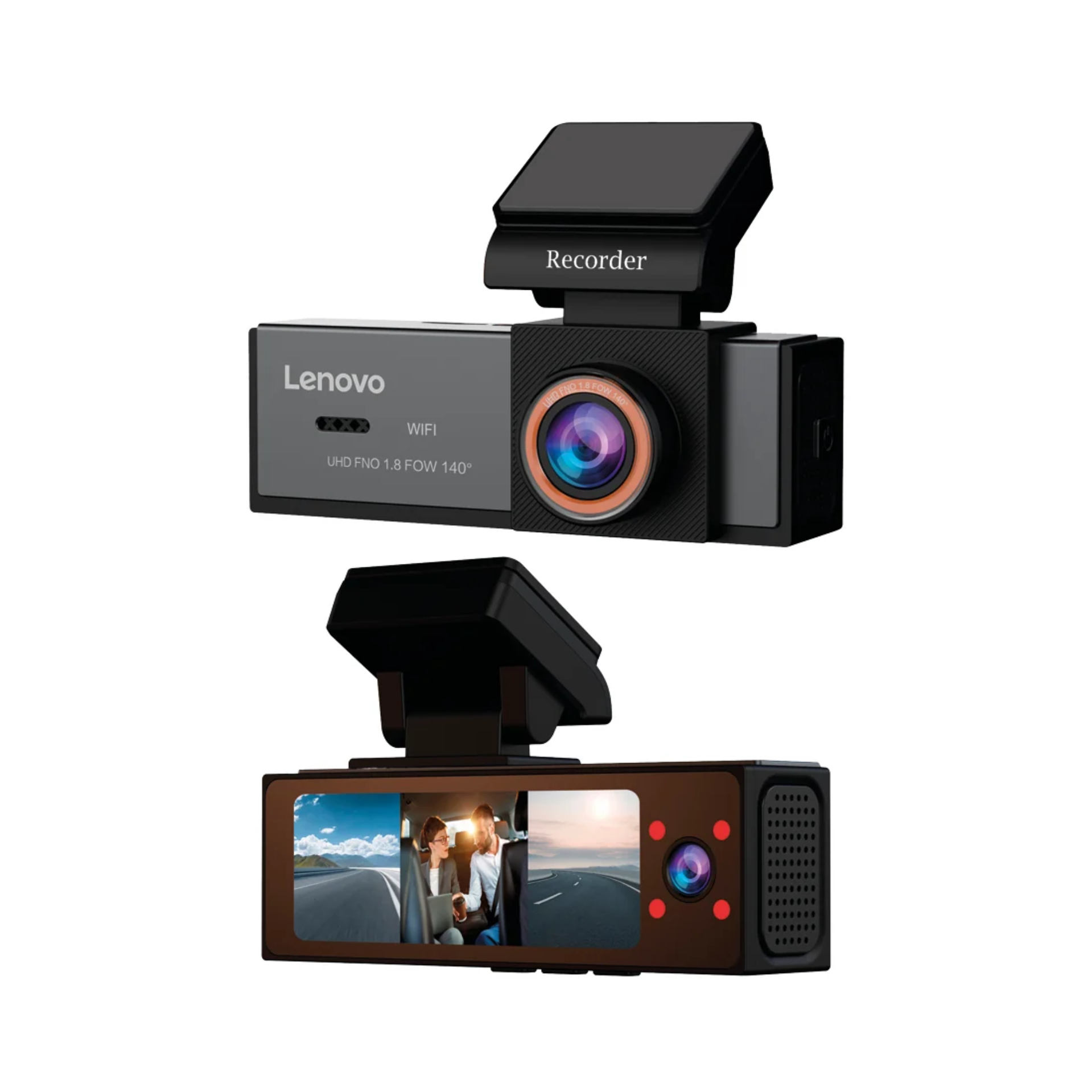 Camera auto tripla Lenovo Q7 4K fata + 1080p spate/interior, Kit inregistrare 24h / 24h, cu aplicatie telefon, G-Sensor