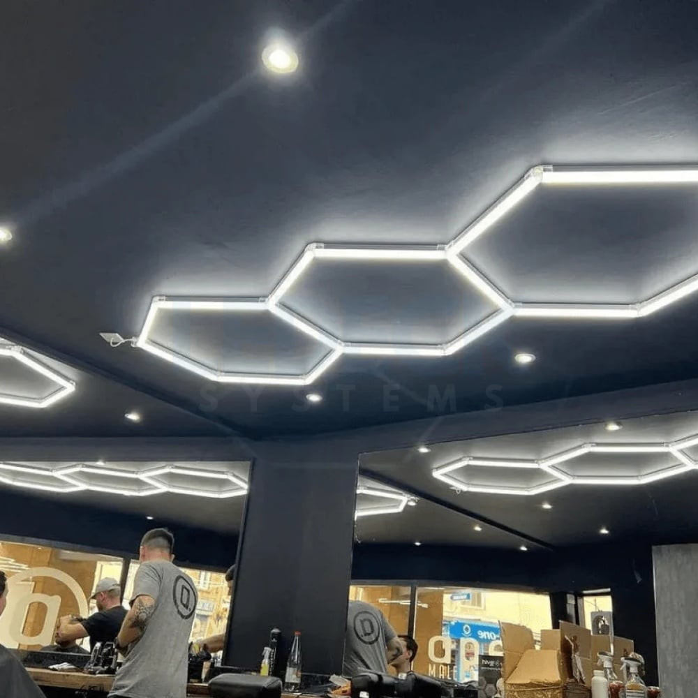 Lumină LED Hexagonală – 3 Module 98x244CM - Garaj, Dormitor, Cameră Gaming, Spații Private