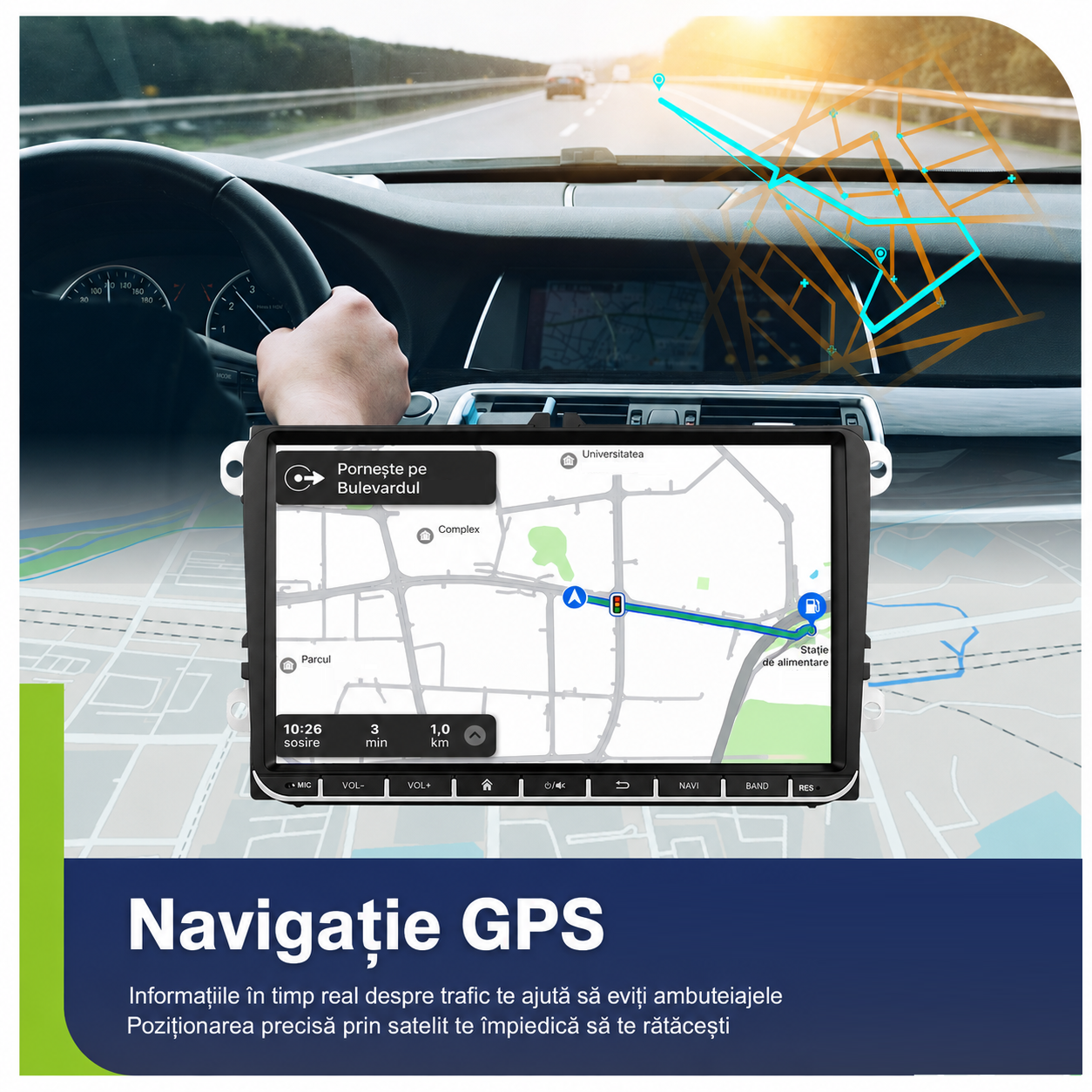 Navigatie Volkswagen Scirocco (2008-2017), Ecran 9 inch, 4GB RAM 64GB, carplay / android auto