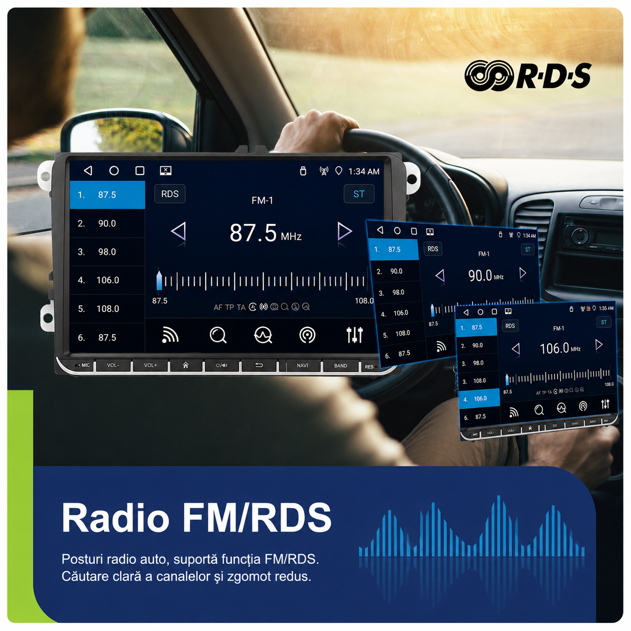 Navigatie Volkswagen Transporter/Caravelle/Multivan T5 (2003-2018), Ecran 9 inch, 4GB RAM 64GB, carplay / android auto