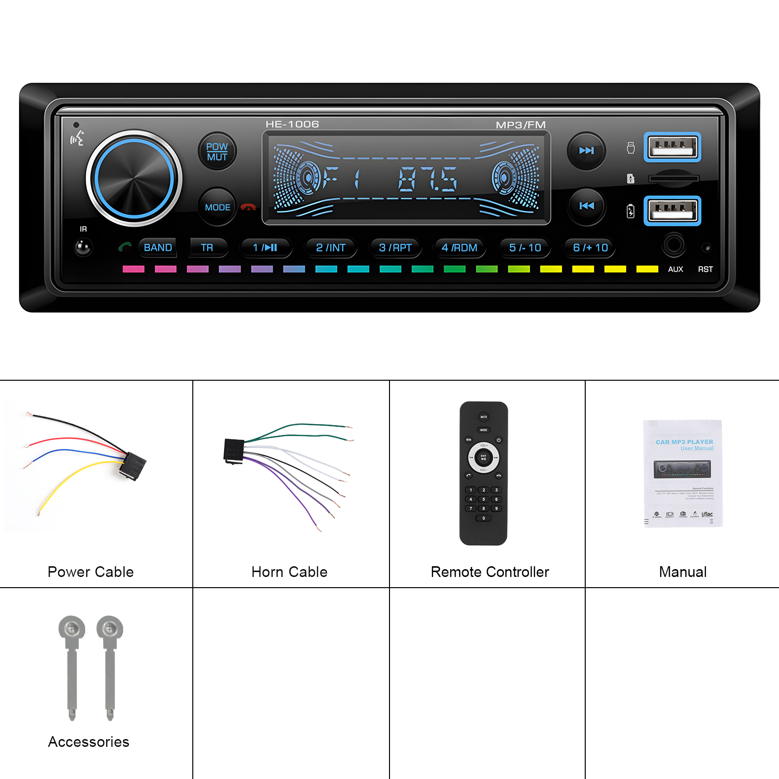 Radio mp3 player Aux SD 2x USB Bluetooth