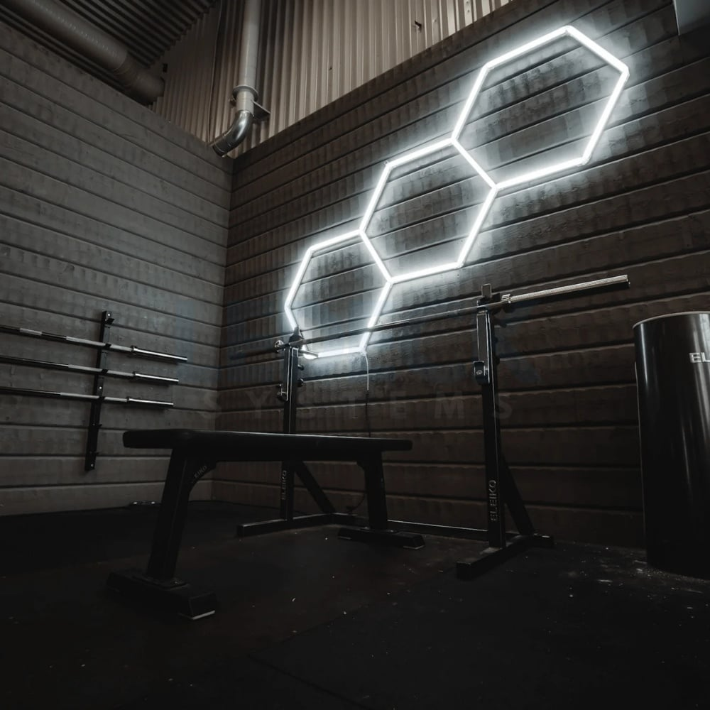 Lumină LED Hexagonală – 3 Module 98x244CM - Garaj, Dormitor, Cameră Gaming, Spații Private