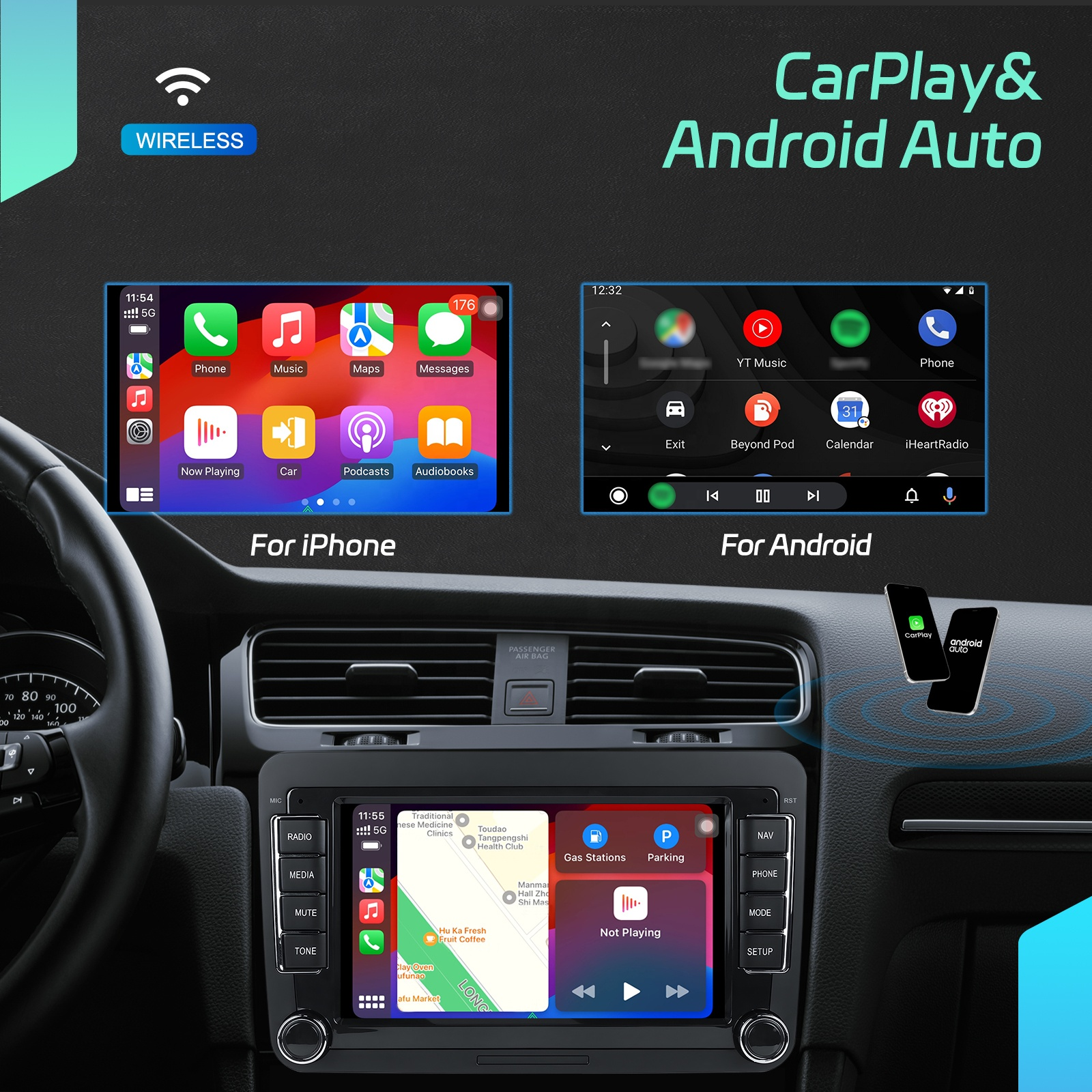 Navigatie Seat Leon (2005-2013), Ecran 7 inch, 4GB RAM 64GB, carplay / android auto