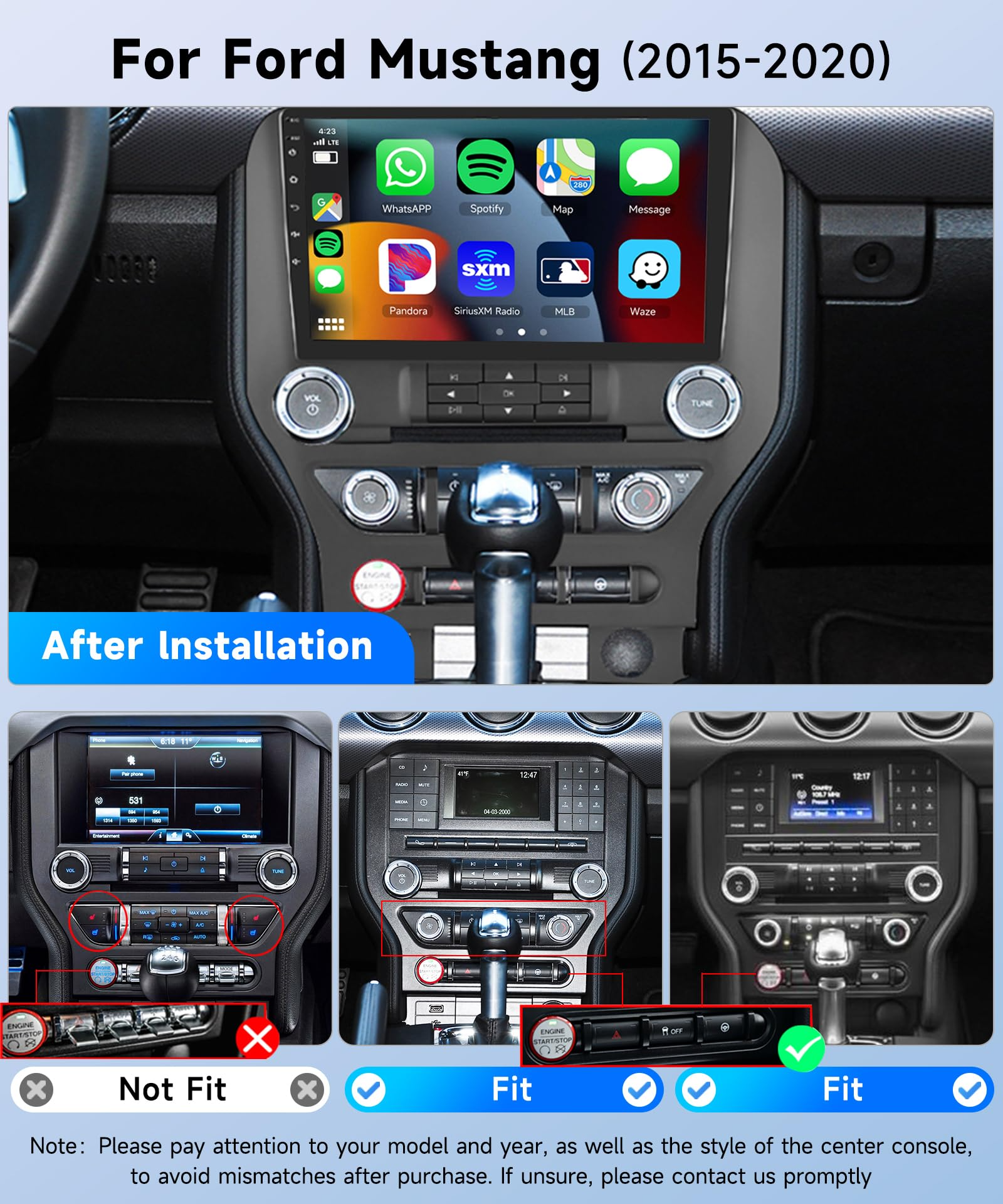 Navigatie Ford Mustang (2015-2020), Ecran 9 inch, Carplay / Android auto, Youtube, Waze