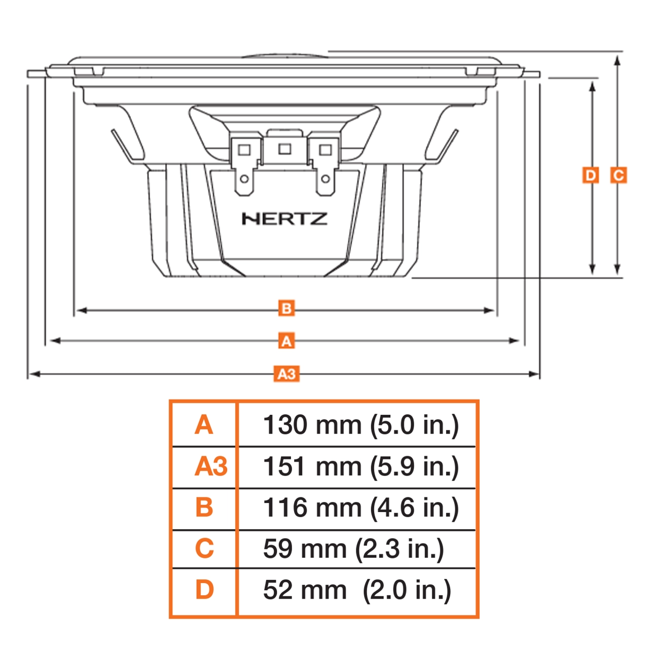 Set 2 difuzoare auto Hertz Dieci DCX 130.3, set coaxial 2 căi, 130mm, 40W RMS