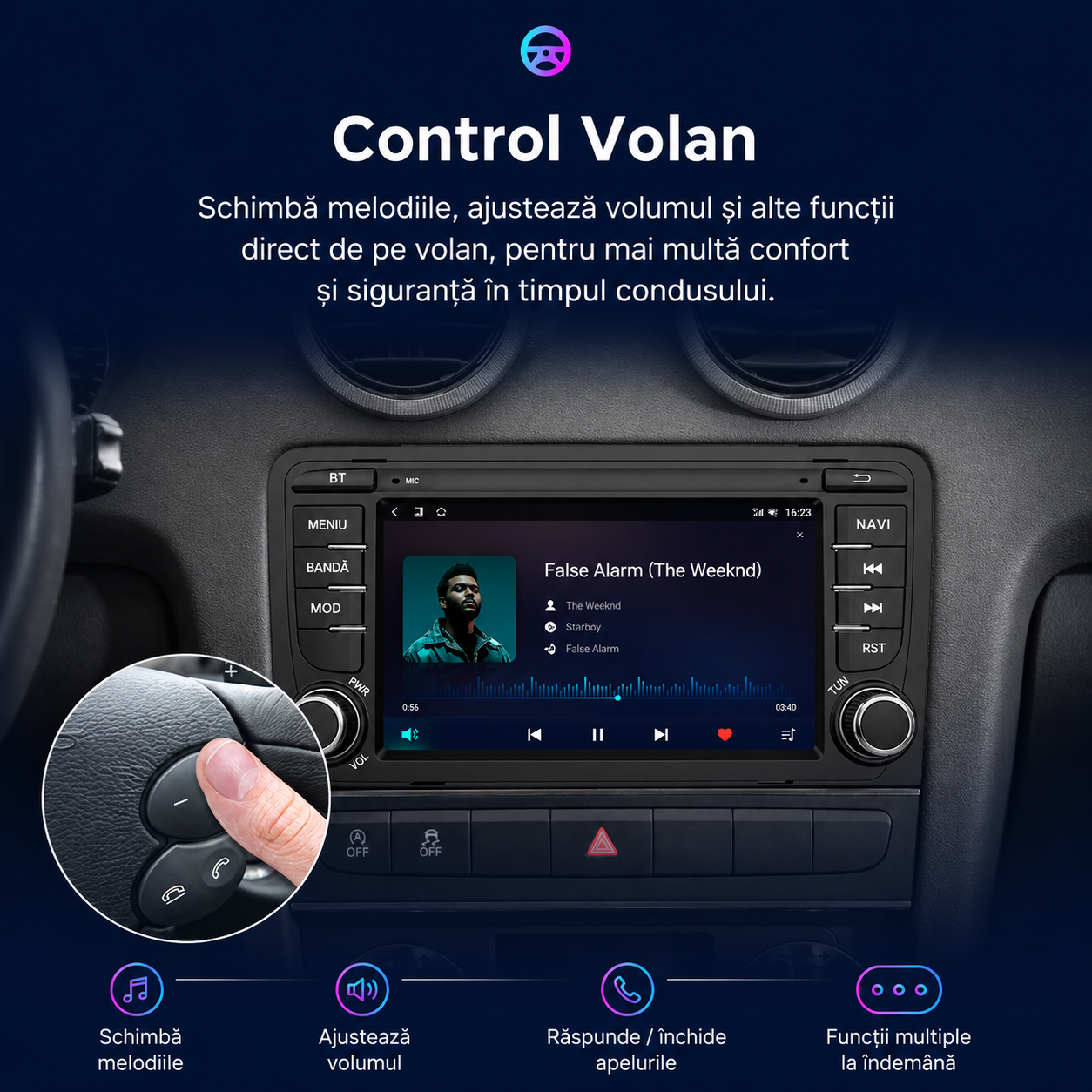 Navigatie dedicata Android 15, Audi A3 8P (2003-2013) 4GB RAM carplay / android auto
