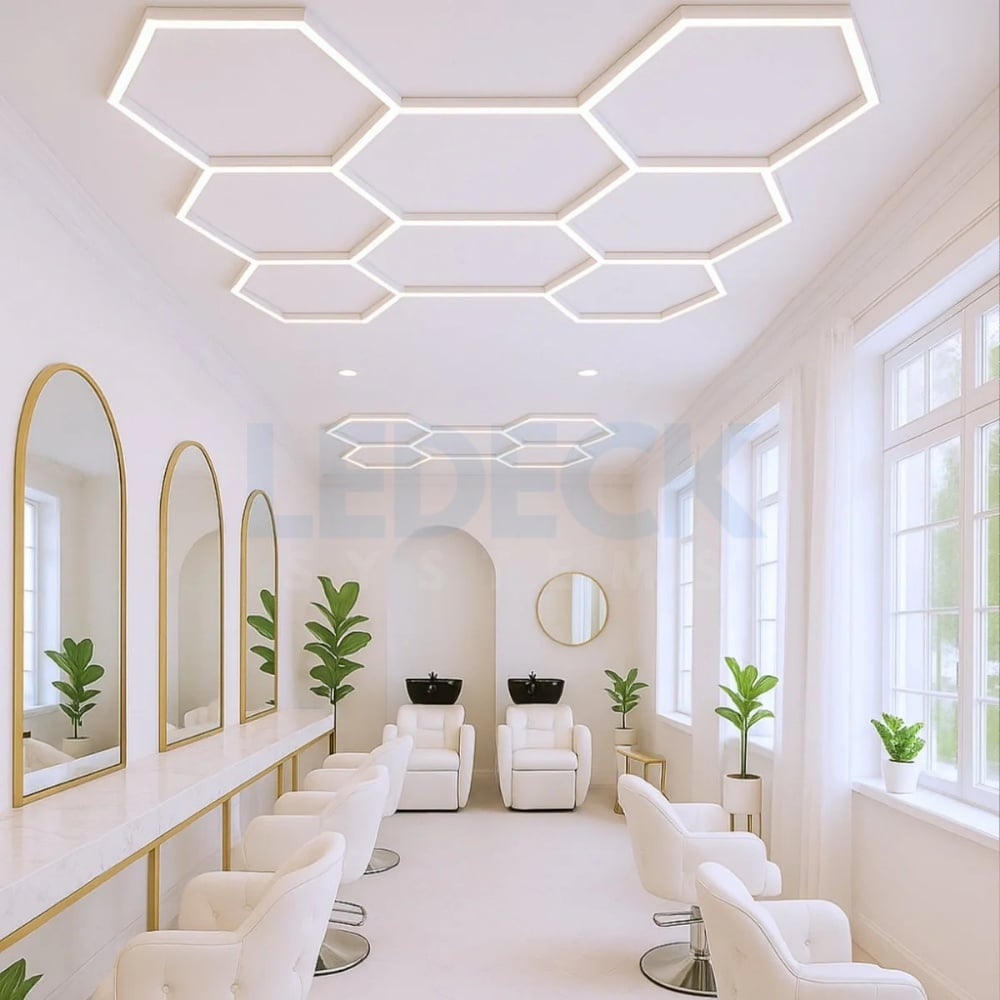Lumină LED Hexagonală – 8 Module 236x246CM - Garaj, Dormitor, Cameră Gaming, Spații Private