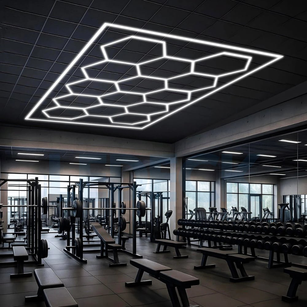 Lumină LED Hexagonală – 14 Module + Rama 484x243CM - Garaj, Dormitor, Cameră Gaming, Spații Private