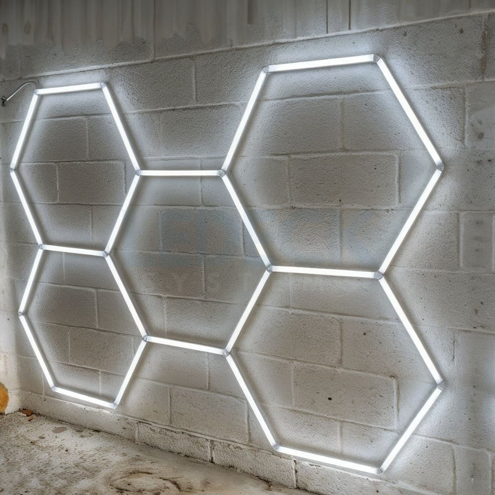 Lumină LED Hexagonală – 5 Module 164x235CM - Garaj, Dormitor, Cameră Gaming, Spații Private