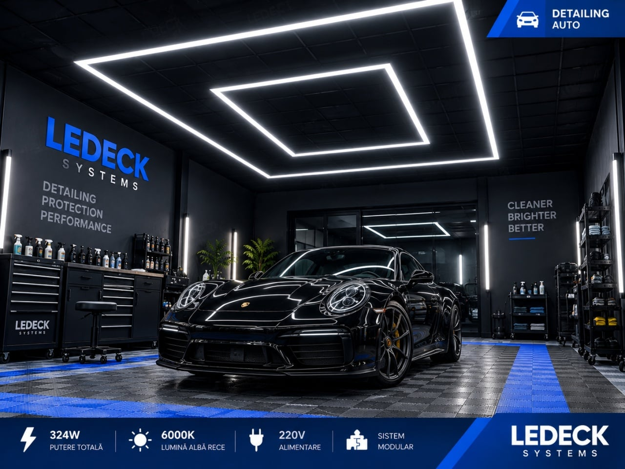 Kit Iluminare LED LEDECK Dreptunghi 2438 × 4850 mm, 324W, 6000K, 18 Tuburi LED