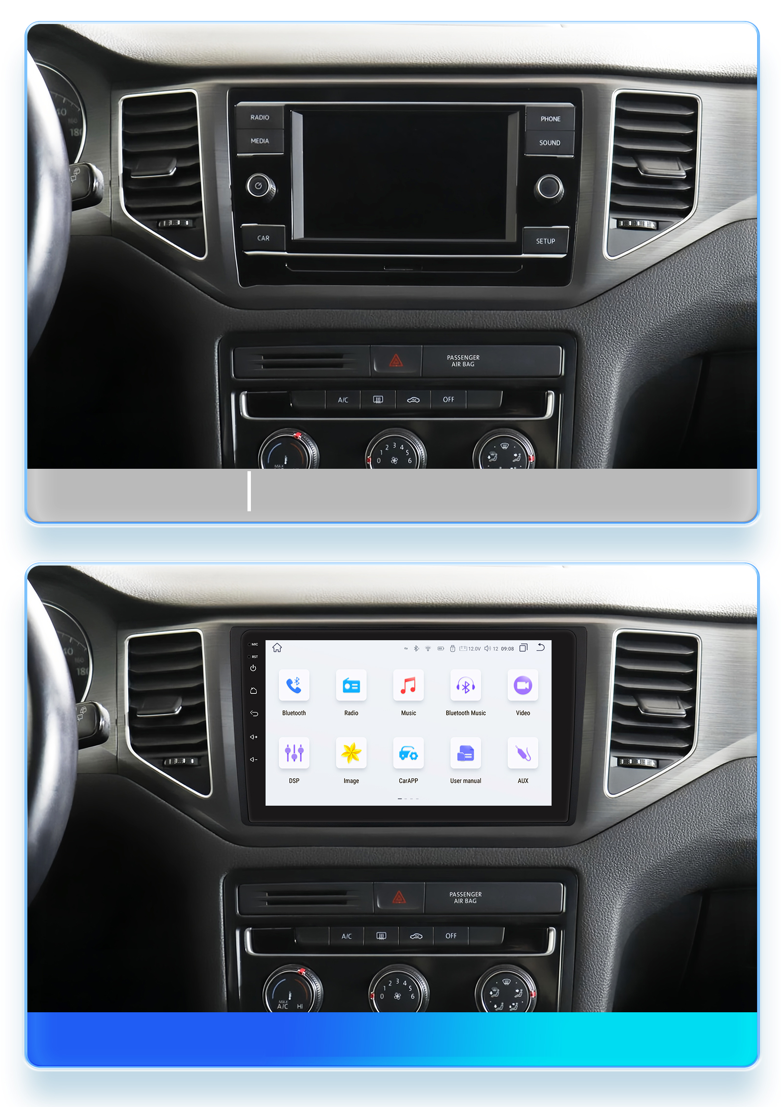 Navigatie Volkswagen T-Roc (2017+), Ecran 9 inch, Carplay / Android auto, Youtube, Waze