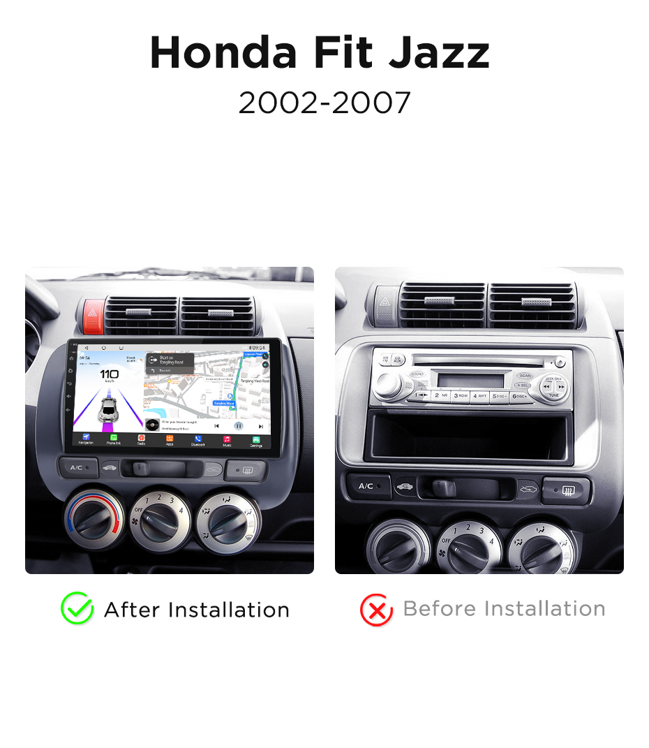 Navigatie Honda Jazz / Fizz (2002-2008), Ecran 9 inch, Carplay / Android auto, Youtube, Waze