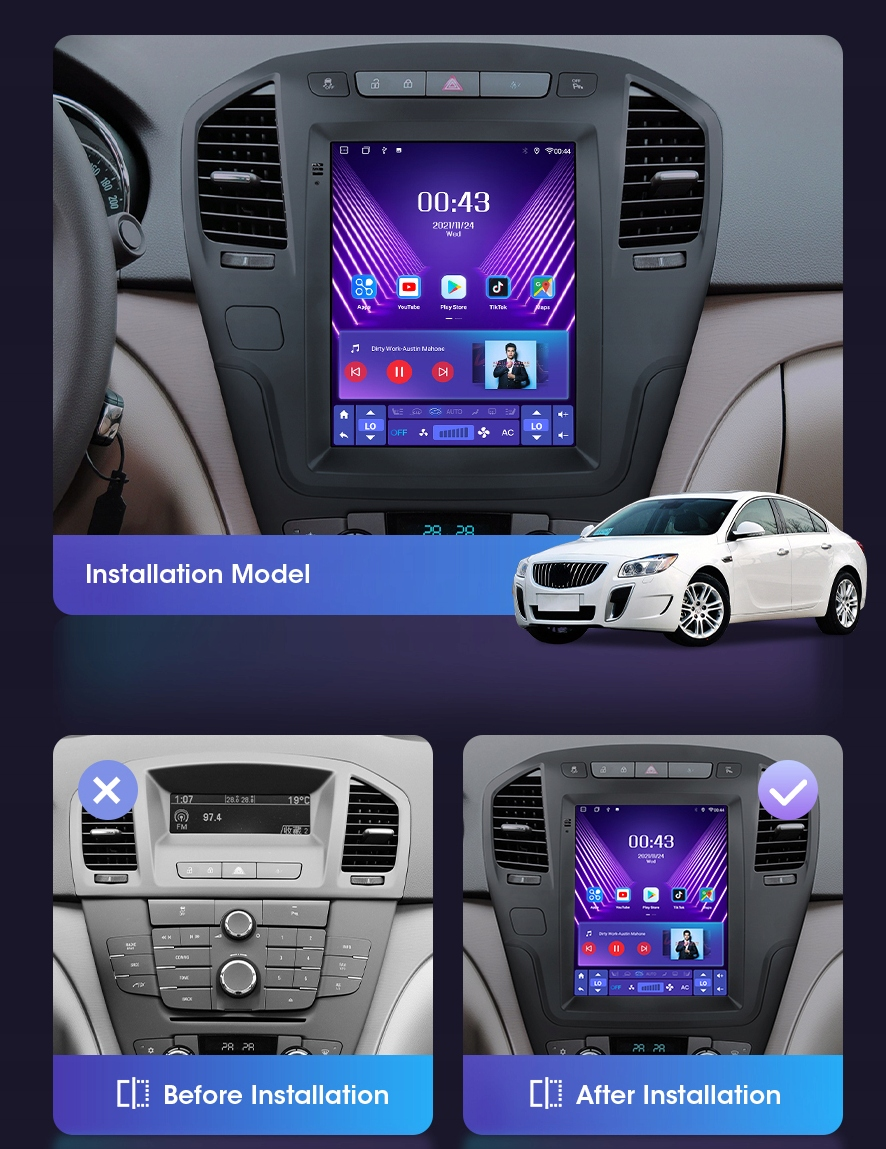 Navigatie Opel Insignia (2008-2013), Ecran tip tesla 9,7 inch, Carplay / Android auto, Youtube, Waze