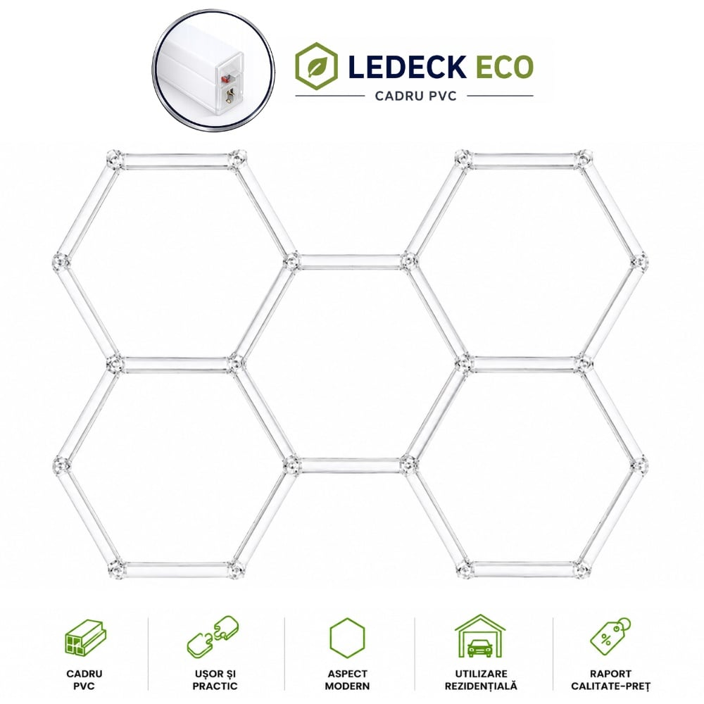 Lumină LED Hexagonală – 5 Module 164x235CM - Garaj, Dormitor, Cameră Gaming, Spații Private