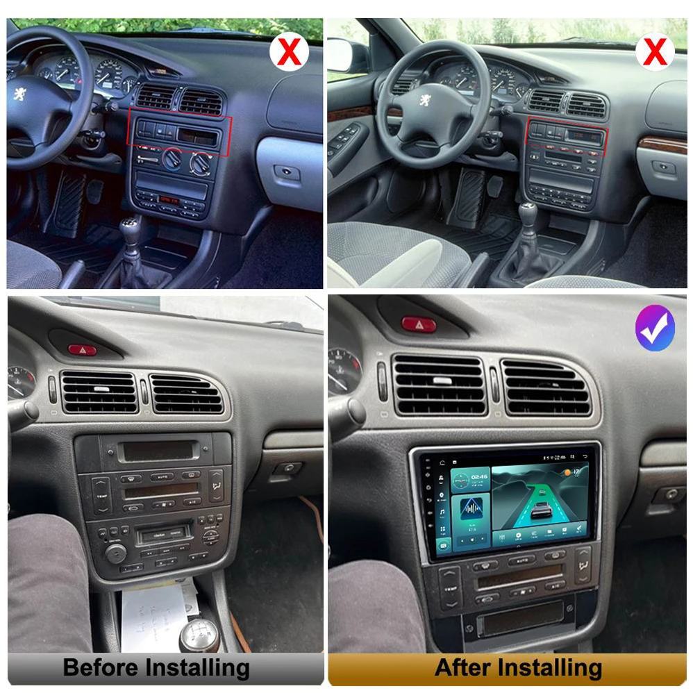 Navigatie Peugeot 406 (1999-2004), Ecran 9 inch, Carplay / Android auto, Youtube, Waze